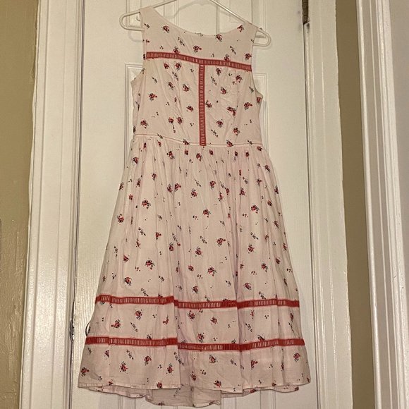 eShakti Floral Print Cotton Lattice Trim Dress - Picture 10 of 10